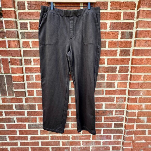 Mondetta Pull-On Herringbone Straight Leg Pants XL Brown Brushed Back Lining - Picture 2 of 11